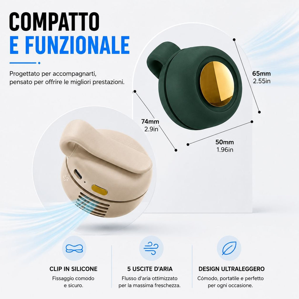 Ventilatore portatile ultraleggero a 360°