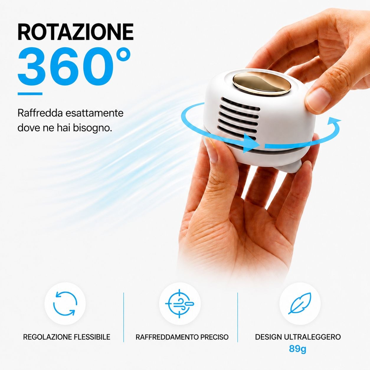 Ventilatore portatile ultraleggero a 360°
